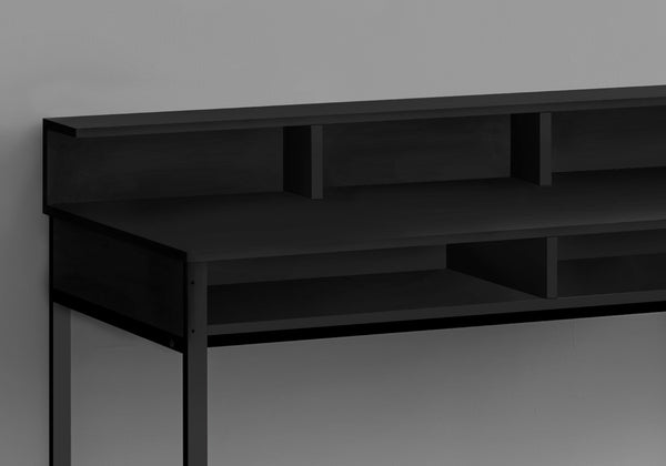 HomeRoots 47" Black Wood and Metal H-Shape Computer Desk - Modern Executive Style with Ample Storage Space 489893