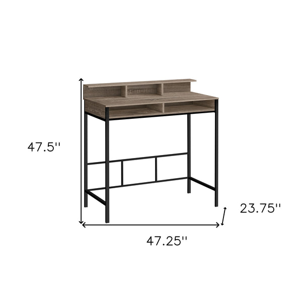 Homeroots 47" Taupe And Black H-shape Computer Desk – Stylish Executive Workspace With Premium Craftsmanship   489894