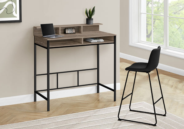HomeRoots 47" Taupe and Black H-Shape Computer Desk - Modern Industrial Design for Stylish Home Offices 489894