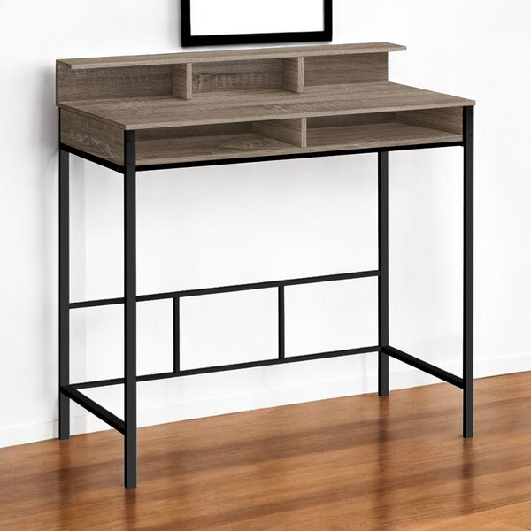 Homeroots 47" Taupe And Black H-shape Computer Desk – Stylish Executive Workspace With Premium Craftsmanship   489894