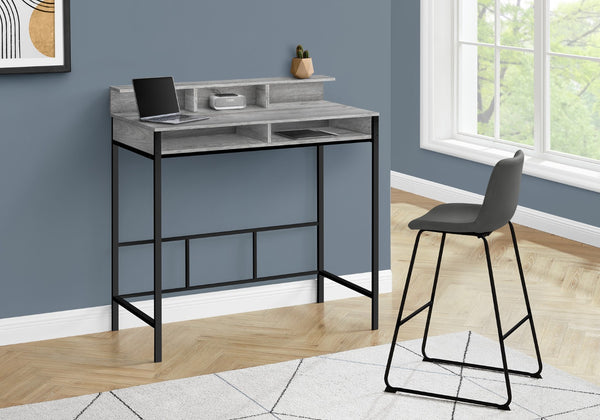 Homeroots 47" Gray And Black Wood And Metal Computer Desk – Stylish, Sturdy Design For Your Modern Office Suite   489895