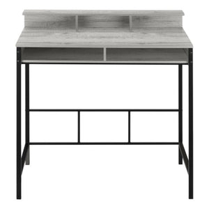 Homeroots 47" Gray And Black Wood And Metal Computer Desk – Stylish, Sturdy Design For Your Modern Office Suite   489895