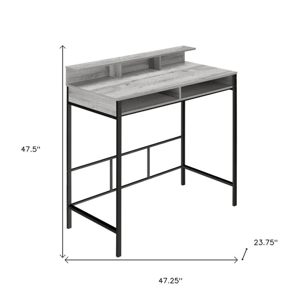 Homeroots 47" Gray And Black Wood And Metal Computer Desk – Stylish, Sturdy Design For Your Modern Office Suite   489895