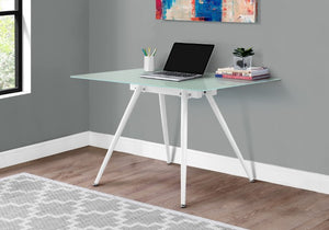 Homeroots 47" White Glass And Metal Computer Desk - Stylish Executive Design For A Modern Office Space   489896