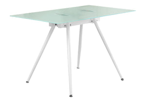 HomeRoots 47" White Glass and Metal Computer Desk - Modern Design for Stylish, Functional Workspaces at Home 489896