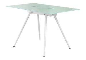 HomeRoots 47" White Glass and Metal Computer Desk - Modern Design for Stylish, Functional Workspaces at Home 489896