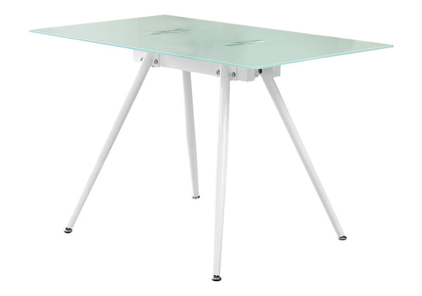 HomeRoots 47" White Glass and Metal Computer Desk - Modern Design for Stylish, Functional Workspaces at Home 489896