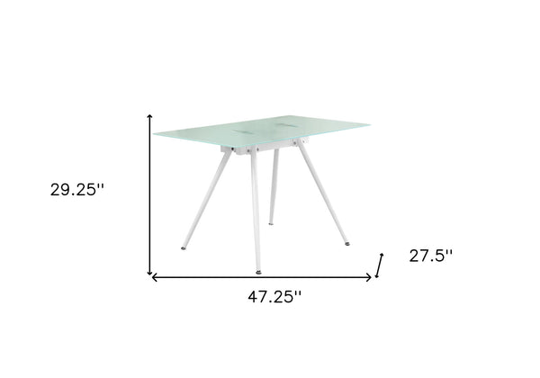 Homeroots 47" White Glass And Metal Computer Desk - Stylish Executive Design For A Modern Office Space   489896