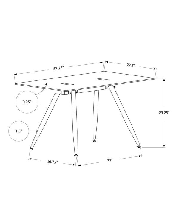 HomeRoots 47" White Glass and Metal Computer Desk - Modern Design for Stylish, Functional Workspaces at Home 489896