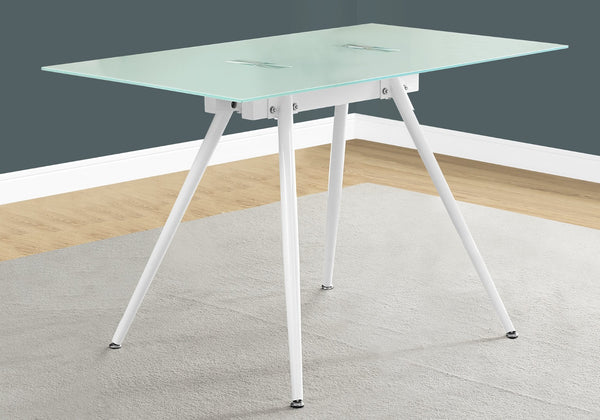 HomeRoots 47" White Glass and Metal Computer Desk - Modern Design for Stylish, Functional Workspaces at Home 489896