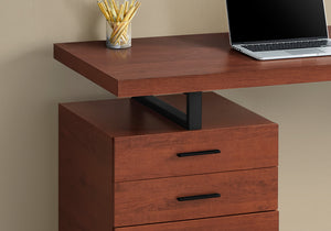 Homeroots 47" Brown And Black Wood And Metal Sled Desk - Stylish, Versatile, And Functional With Three Drawers   489898