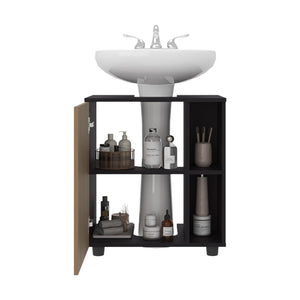 English Elm Under Sink Storage Cabinet with 2 Doors and Shelves — Sleek Oak & Black Wengue Finish for Bathrooms Natural+Black 27.17 L x 21.65 W x 5.91 H B097P395904