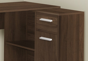 Homeroots 46" Brown Wood L Shape Computer Desk - Stylish, Sturdy Design With Hidden Storage For Your Office   489902