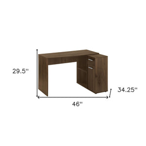 Homeroots 46" Brown Wood L Shape Computer Desk - Stylish, Sturdy Design With Hidden Storage For Your Office   489902