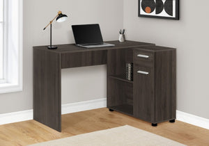 Homeroots 46" Brown Wood L Shape Computer Desk - Stylish, Sturdy Design With Hidden Storage For Your Office   489903
