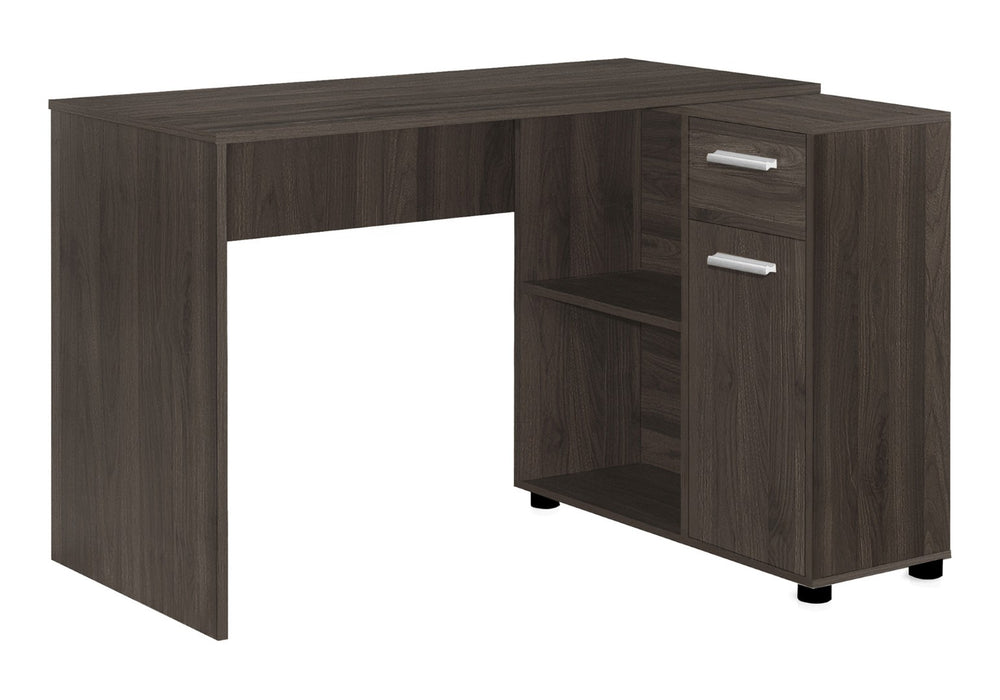 HomeRoots 46" Brown Wood L-Shaped Computer Desk - Stylish, Durable Workspace with Storage & Modern Design 489903