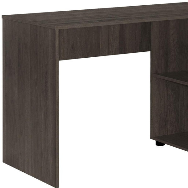 HomeRoots 46" Brown Wood L-Shaped Computer Desk - Stylish, Durable Workspace with Storage & Modern Design 489903