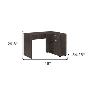 Homeroots 46" Brown Wood L Shape Computer Desk - Stylish, Sturdy Design With Hidden Storage For Your Office   489903