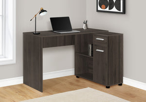 HomeRoots 46" Brown Wood L-Shaped Computer Desk - Stylish, Durable Workspace with Storage & Modern Design 489903