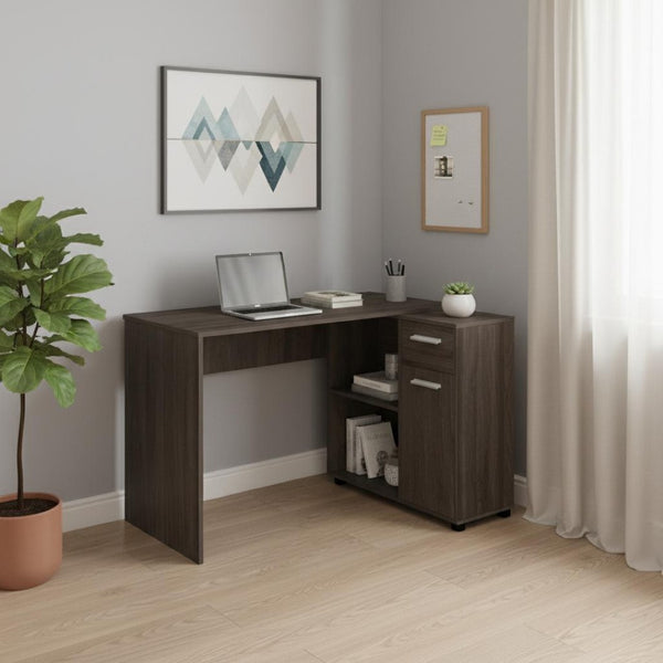 HomeRoots 46" Brown Wood L-Shaped Computer Desk - Stylish, Durable Workspace with Storage & Modern Design 489903