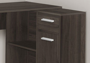 HomeRoots 46" Brown Wood L-Shaped Computer Desk - Stylish, Durable Workspace with Storage & Modern Design 489903