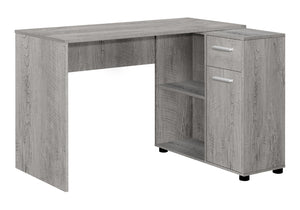 HomeRoots 46" Gray Wood L-Shaped Computer Desk – Modern, Space-Saving Design with Concealed Storage & Shelves 489904