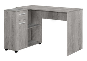 HomeRoots 46" Gray Wood L-Shaped Computer Desk – Modern, Space-Saving Design with Concealed Storage & Shelves 489904