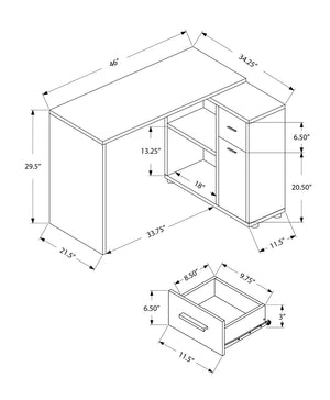 HomeRoots 46" Gray Wood L-Shaped Computer Desk – Modern, Space-Saving Design with Concealed Storage & Shelves 489904
