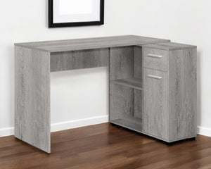 Homeroots 46" Gray Wood L Shape Computer Desk - Stylish & Durable Home Office Furniture With Hidden Storage   489904