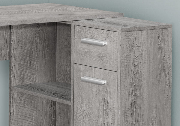 HomeRoots 46" Gray Wood L-Shaped Computer Desk – Modern, Space-Saving Design with Concealed Storage & Shelves 489904