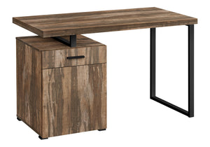 HomeRoots 47" Brown and Black Wood and Metal Sled Computer Desk - Stylish, Versatile, and Space-Saving Design 489905