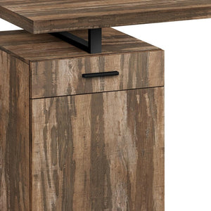 HomeRoots 47" Brown and Black Wood and Metal Sled Computer Desk - Stylish, Versatile, and Space-Saving Design 489905