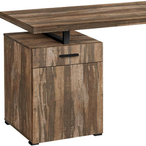 HomeRoots 47" Brown and Black Wood and Metal Sled Computer Desk - Stylish, Versatile, and Space-Saving Design 489905