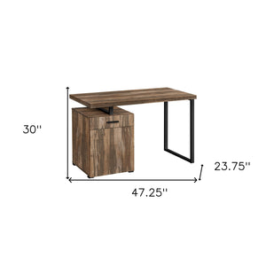 Homeroots 47" Brown And Black Wood And Metal Sled Computer Desk – Stylish & Functional Workspace Solution!   489905