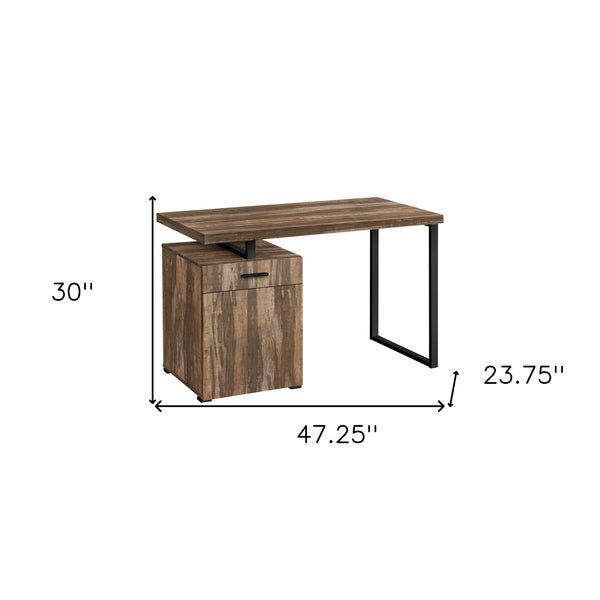 Homeroots 47" Brown And Black Wood And Metal Sled Computer Desk – Stylish & Functional Workspace Solution!   489905
