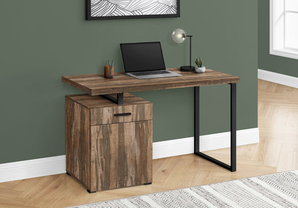 HomeRoots 47" Brown and Black Wood and Metal Sled Computer Desk - Stylish, Versatile, and Space-Saving Design 489905