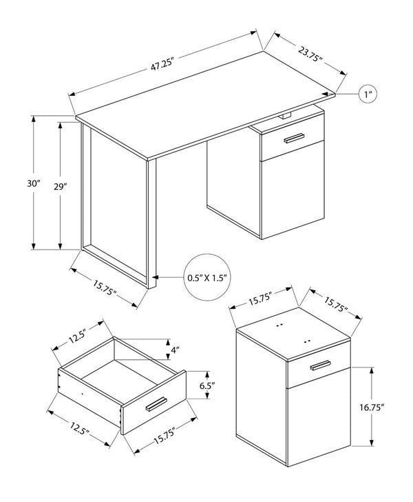 HomeRoots 47" Brown and Black Wood and Metal Sled Computer Desk - Stylish, Versatile, and Space-Saving Design 489905