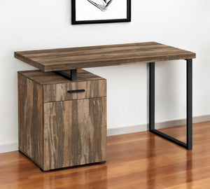 Homeroots 47" Brown And Black Wood And Metal Sled Computer Desk – Stylish & Functional Workspace Solution!   489905