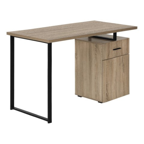 Homeroots 47" Taupe And Black Wood And Metal Sled Computer Desk - Stylish, Adjustable, Durable & Functional Design   489906