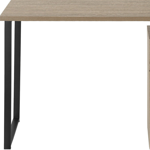 Homeroots 47" Taupe And Black Wood And Metal Sled Computer Desk - Stylish, Adjustable, Durable & Functional Design   489906