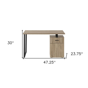 Homeroots 47" Taupe And Black Wood And Metal Sled Computer Desk - Stylish, Adjustable, Durable & Functional Design   489906