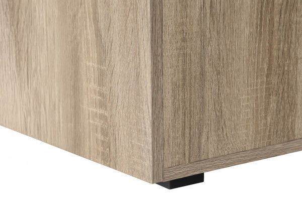 HomeRoots 47" Taupe and Black Wood and Metal Sled Desk - Modern Workspace Solution with Ample Storage Options 489906