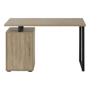 HomeRoots 47" Taupe and Black Wood and Metal Sled Desk - Modern Workspace Solution with Ample Storage Options 489906