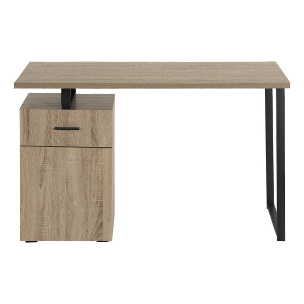 Homeroots 47" Taupe And Black Wood And Metal Sled Computer Desk - Stylish, Adjustable, Durable & Functional Design   489906