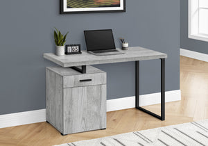 Homeroots 47" Stylish Gray And Black Wood And Metal Sled Computer Desk With Adjustable Assembly And Storage   489907