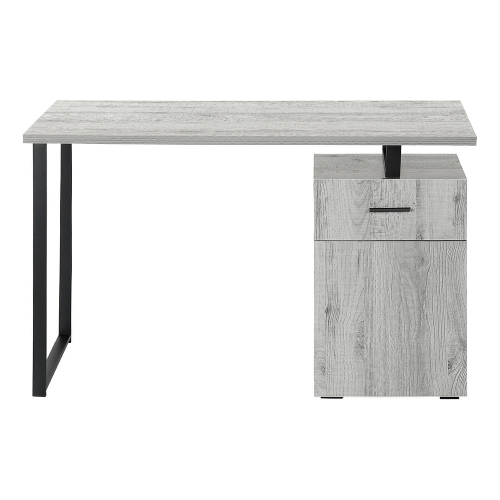 HomeRoots 47" Sleek Gray and Black Industrial Sled Computer Desk with Hidden Storage for Your Workspace Needs 489907