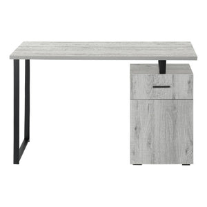 HomeRoots 47" Sleek Gray and Black Industrial Sled Computer Desk with Hidden Storage for Your Workspace Needs 489907