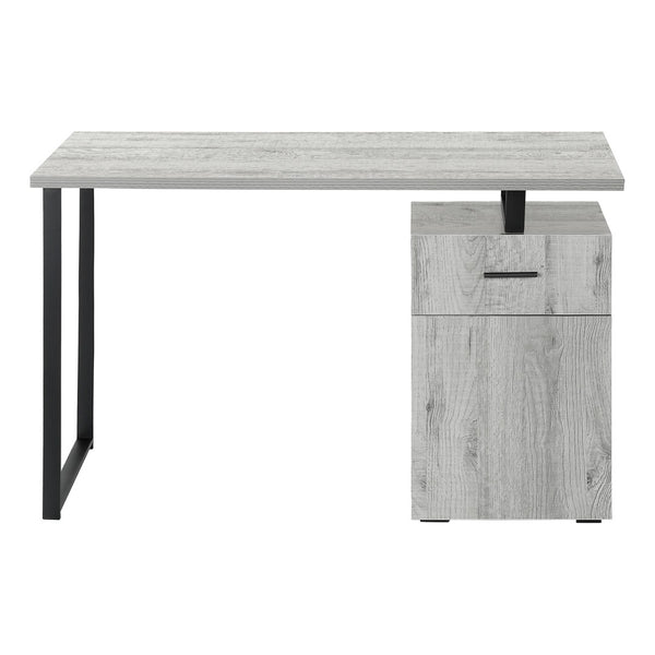 HomeRoots 47" Sleek Gray and Black Industrial Sled Computer Desk with Hidden Storage for Your Workspace Needs 489907