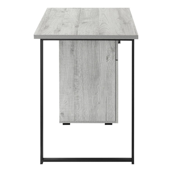 HomeRoots 47" Sleek Gray and Black Industrial Sled Computer Desk with Hidden Storage for Your Workspace Needs 489907