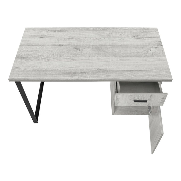 HomeRoots 47" Sleek Gray and Black Industrial Sled Computer Desk with Hidden Storage for Your Workspace Needs 489907